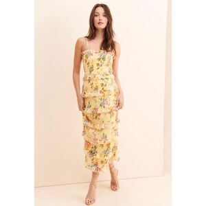 Let Me Be Floral Tiered Smocked Midi Dress Size M